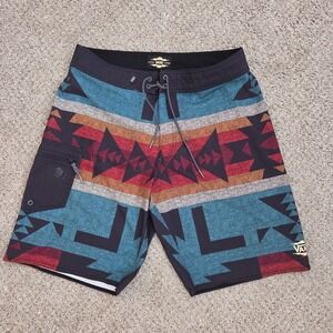 VANS BOARD SHORTS SWIM TRUNKS SIZE 32 NATHAN FLETCHER‎ COLLABORATION AZTEC MENS